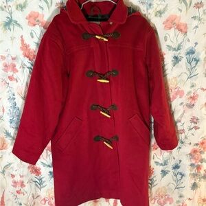 Vintage LL. Bean Vibrant Red Duffle Coat with Wooden Toggles